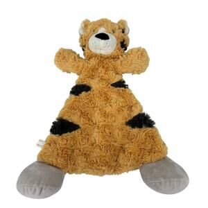 Demdaco Tobias Tiger Plush Lovey Rattle Security Baby Blanket Orange 14 Inch